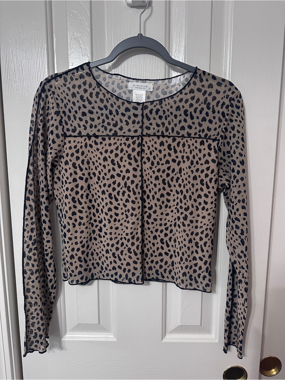 KIRROUS Taupe Leopard Long Sleeve Mesh Tee